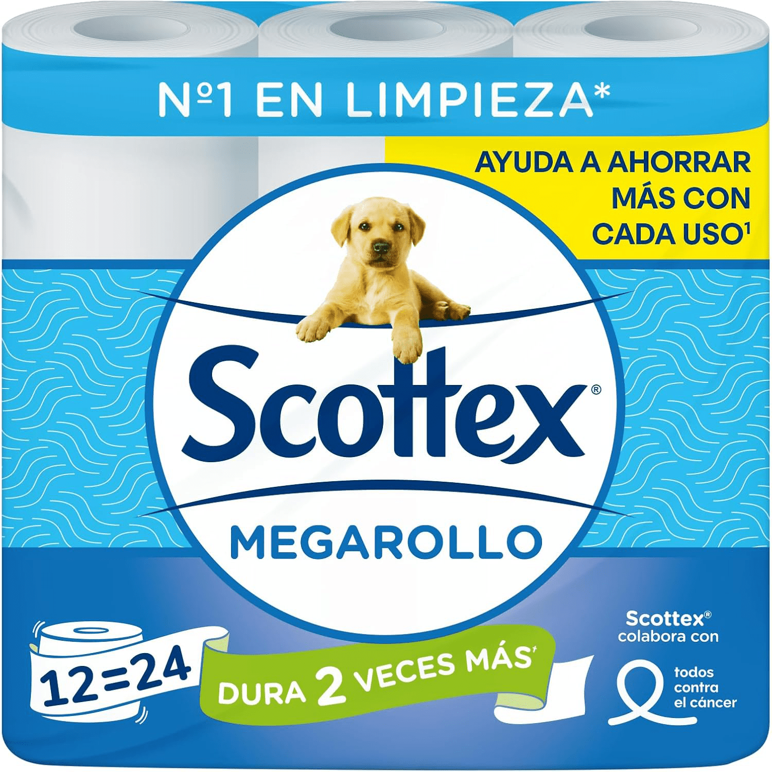 Scottex Papel Higiénico Megarollo, Doble de Cantidad de Papel por cada Rollo, Ahorra más en Cada Uso, 1 Megarollo Equivale a 2 Rollos Estándar