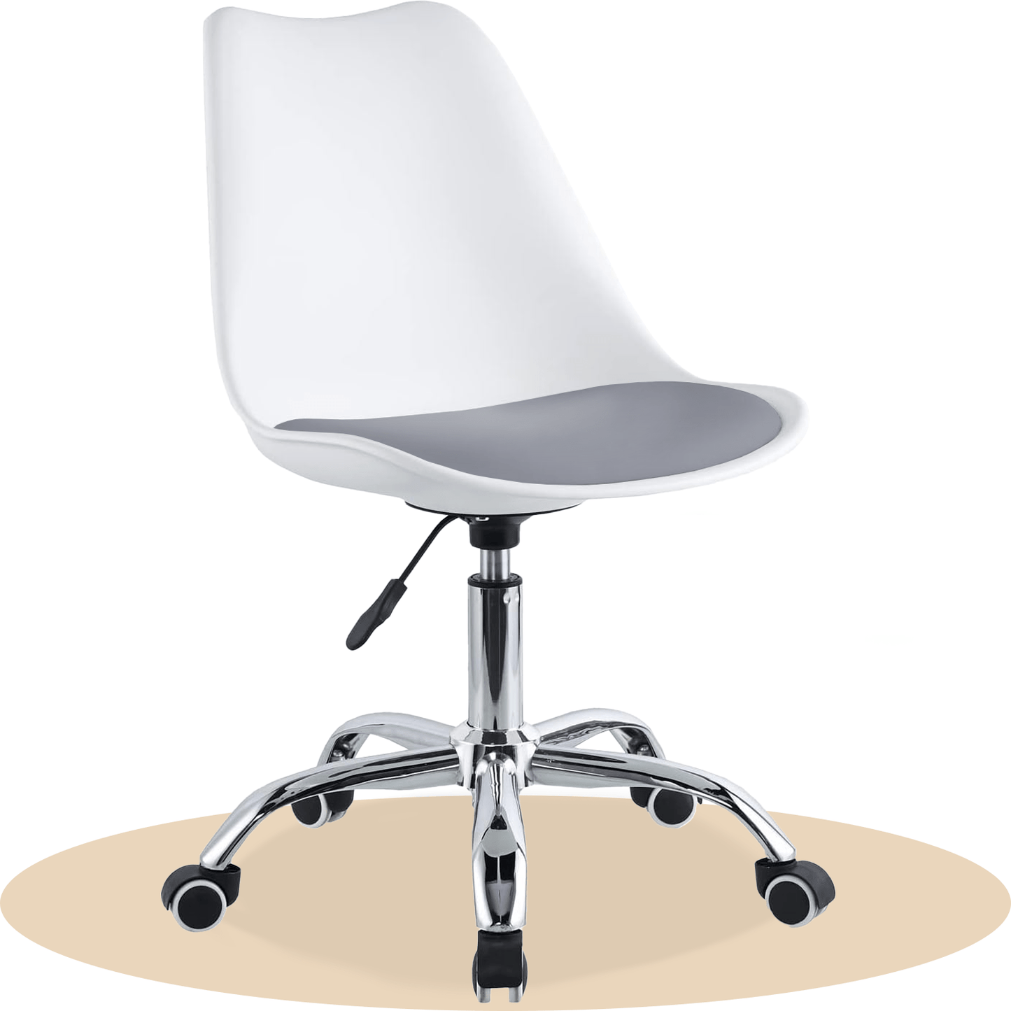 Silla Escritorio Ergonómica con Ruedas, Silla Oficina Giratoria con Altura Ajustable, Acolchada, Estilo Nórdico, Ideal para Estudio y Oficina