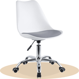 Silla Escritorio Ergonómica con Ruedas, Silla Oficina Giratoria con Altura Ajustable, Acolchada, Estilo Nórdico, Ideal para Estudio y Oficina