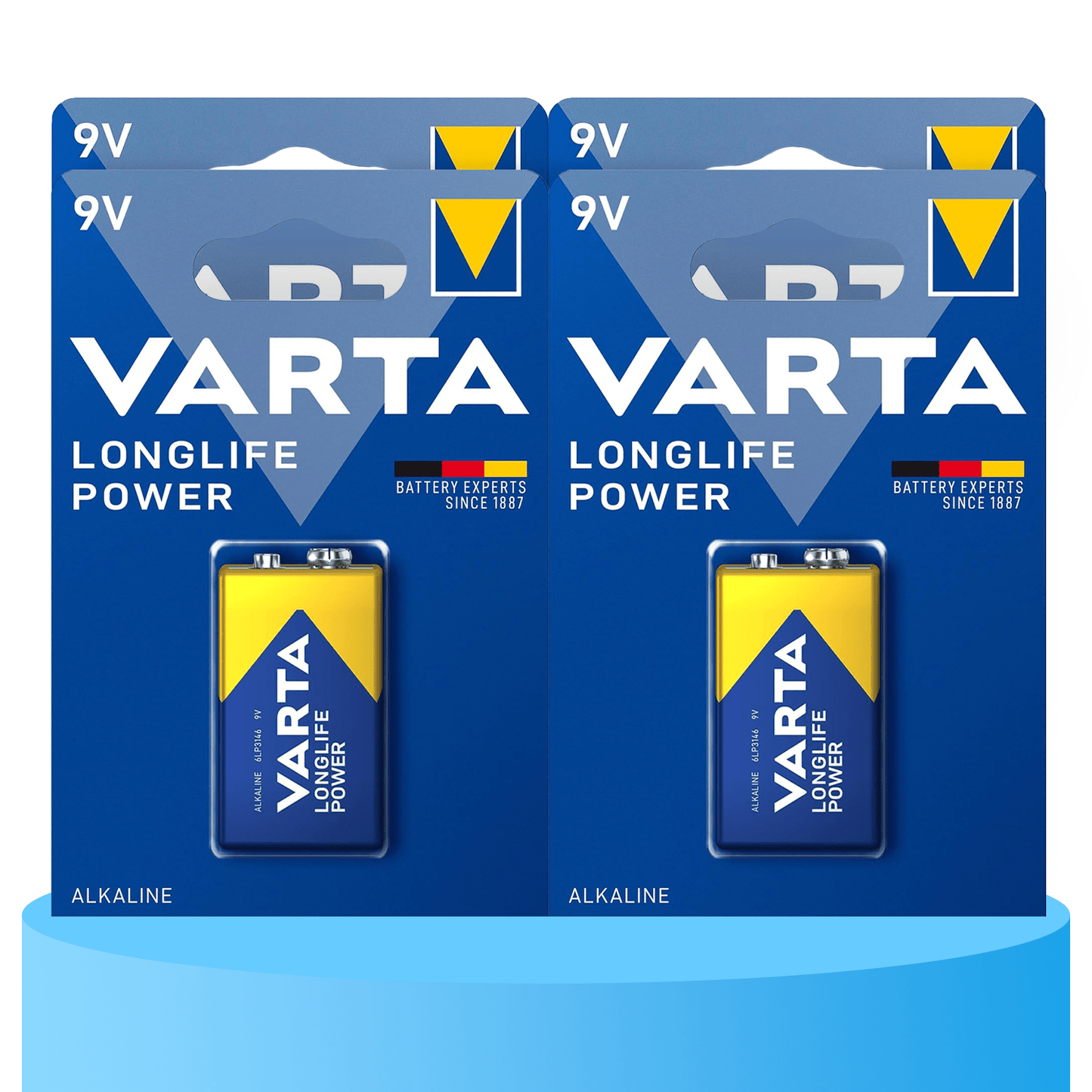 Pilas 9V Alcalinas, Pilas 9v Cuadradas de Alto Rendimiento, VARTA Longlife Power, Ultra Larga Duración, Energía Continua, Ideal para Detectores de Humo, Micrófonos Inalámbricos, Pedales de Guitarra, Multímetros, Electrodomésticos