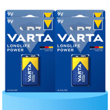 Pilas 9V Alcalinas, Pilas 9v Cuadradas de Alto Rendimiento, VARTA Longlife Power, Ultra Larga Duración, Energía Continua, Ideal para Detectores de Humo, Micrófonos Inalámbricos, Pedales de Guitarra, Multímetros, Electrodomésticos