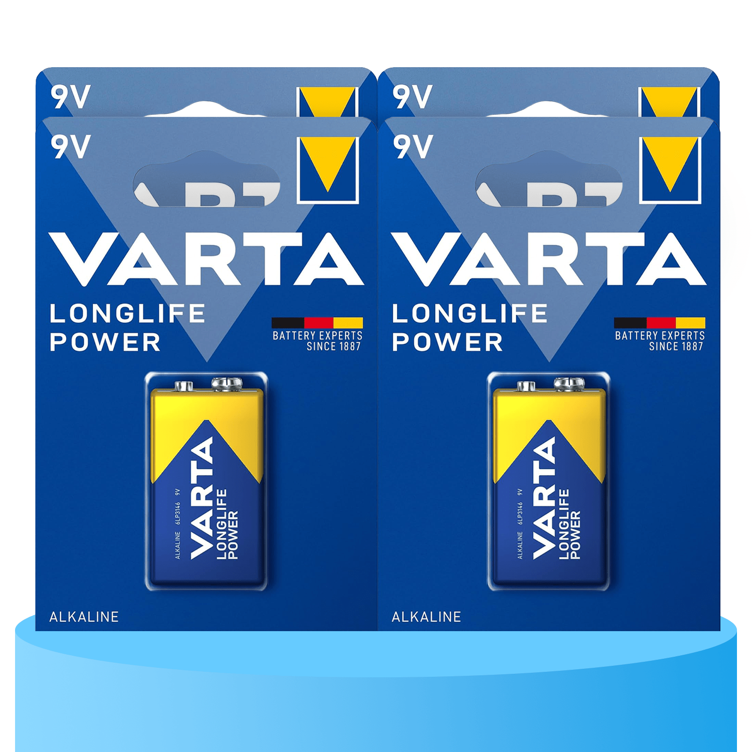 Pilas 9V Alcalinas, Pilas 9v Cuadradas de Alto Rendimiento, VARTA Longlife Power, Ultra Larga Duración, Energía Continua, Ideal para Detectores de Humo, Micrófonos Inalámbricos, Pedales de Guitarra, Multímetros, Electrodomésticos