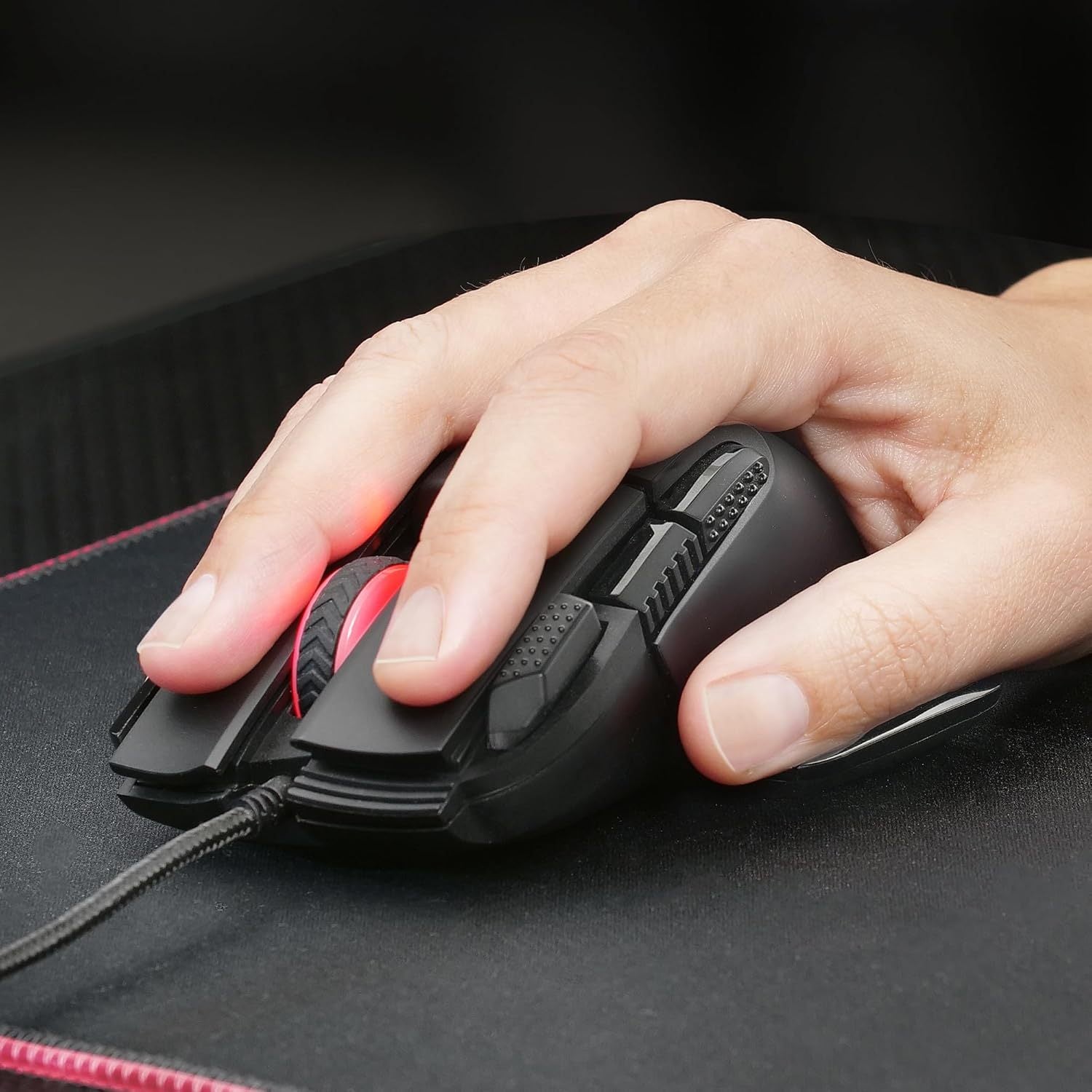 Mars Gaming MM-XT, Ratón Gaming RGB, Diseño Ergonómico con Reposa Pulgar, Sensor Óptico 12800DPI, 9 Botones Configurables, Switches Huano, Software de Control, Compatibilidad Multiplataforma, Negro