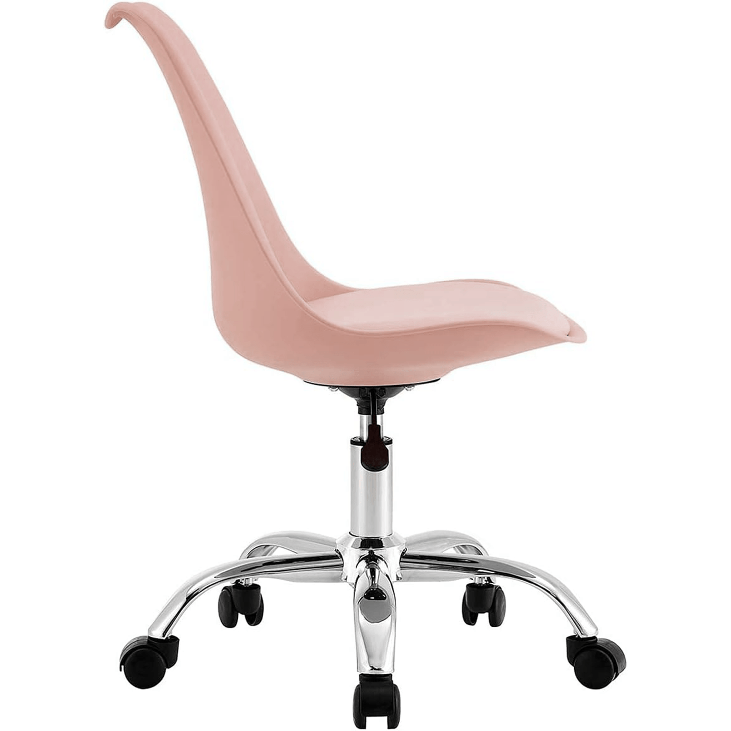 Silla Escritorio Ergonómica con Ruedas, Silla Oficina Giratoria con Altura Ajustable, Acolchada, Estilo Nórdico, Ideal para Estudio y Oficina