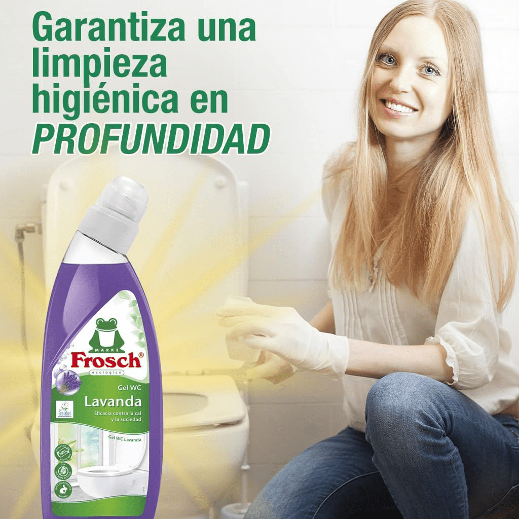 Frosch Gel WC Inodoro, Limpiador de Inodoro, Limpiador de Cal y Residuos Para Inodoro, Higienizante con Extractos de Lavanda, Pack 10 Unidades x 750ml, 7.5L en Total
