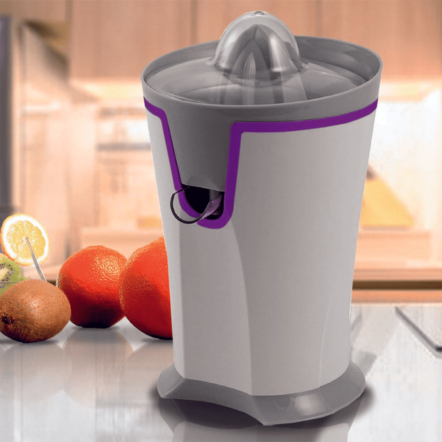 Exprimidor de Zumo Eléctrico de 2 Conos con Vertedor Antigoteo, 40W de Potencia, Colador de Pulpa, Base Antideslizante y Recogecable, Máxima Durabilidad ideal para Uso Diario, Perfecto para Preparar Zumos de Frutas y Cítricos