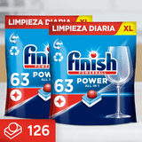 Finish Powerball Power All in 1 Pastillas Lavavajillas con potente Powerball para Eliminar las Manchas de Grasa más Difíciles, Limpieza y Brillo diario, No se necesita Prelavar