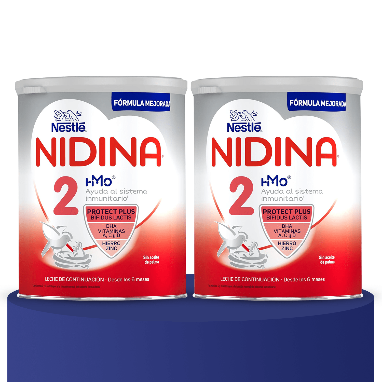 Nestlé NIDINA 2 Leche en Polvo Bebé, Leche de Continuación indicada para Bebés desde los 6 Meses, Contiene Bífidus Lactis, DHA, Hierro, Zinc y Vitaminas A, C y D, 800g por Bote
