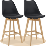 Taburete Alto Cocina con Respaldo, Asiento Blando y Tapizado, Patas Altas Resistentes de Madera de Haya con Reposapiés, Sillas Nórdicas, Ideal para Cocina, Salón, Comedor y Restaurante, 54.5 x 49.5 x 106 cm