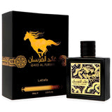 Lattafa Qaed Al Fursan Eau de Parfum Unisex, Perfume Árabe de Aroma Frutal y Amaderado con Notas de Piña, Azafrán, Ámbar y Cedro, 90 ml
