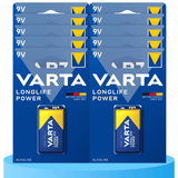 Pilas 9V Alcalinas, Pilas 9v Cuadradas de Alto Rendimiento, VARTA Longlife Power, Ultra Larga Duración, Energía Continua, Ideal para Detectores de Humo, Micrófonos Inalámbricos, Pedales de Guitarra, Multímetros, Electrodomésticos