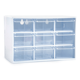 Organizador Multiusos Cajones, Caja de Almacenamiento de Plástico Duradero y Ligero, Perfecto para Todo Tipo de Escritorios, Ideal para Organizar, 9 Compartimientos, Blanco