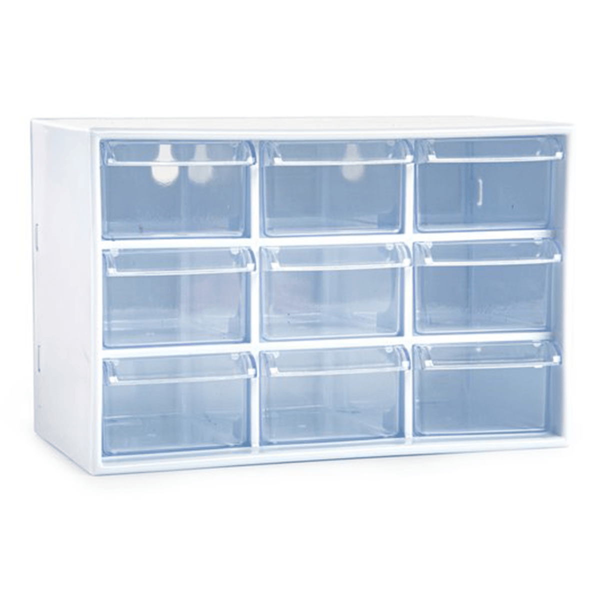 Organizador Multiusos Cajones, Caja de Almacenamiento de Plástico Duradero y Ligero, Perfecto para Todo Tipo de Escritorios, Ideal para Organizar, 9 Compartimientos, Blanco