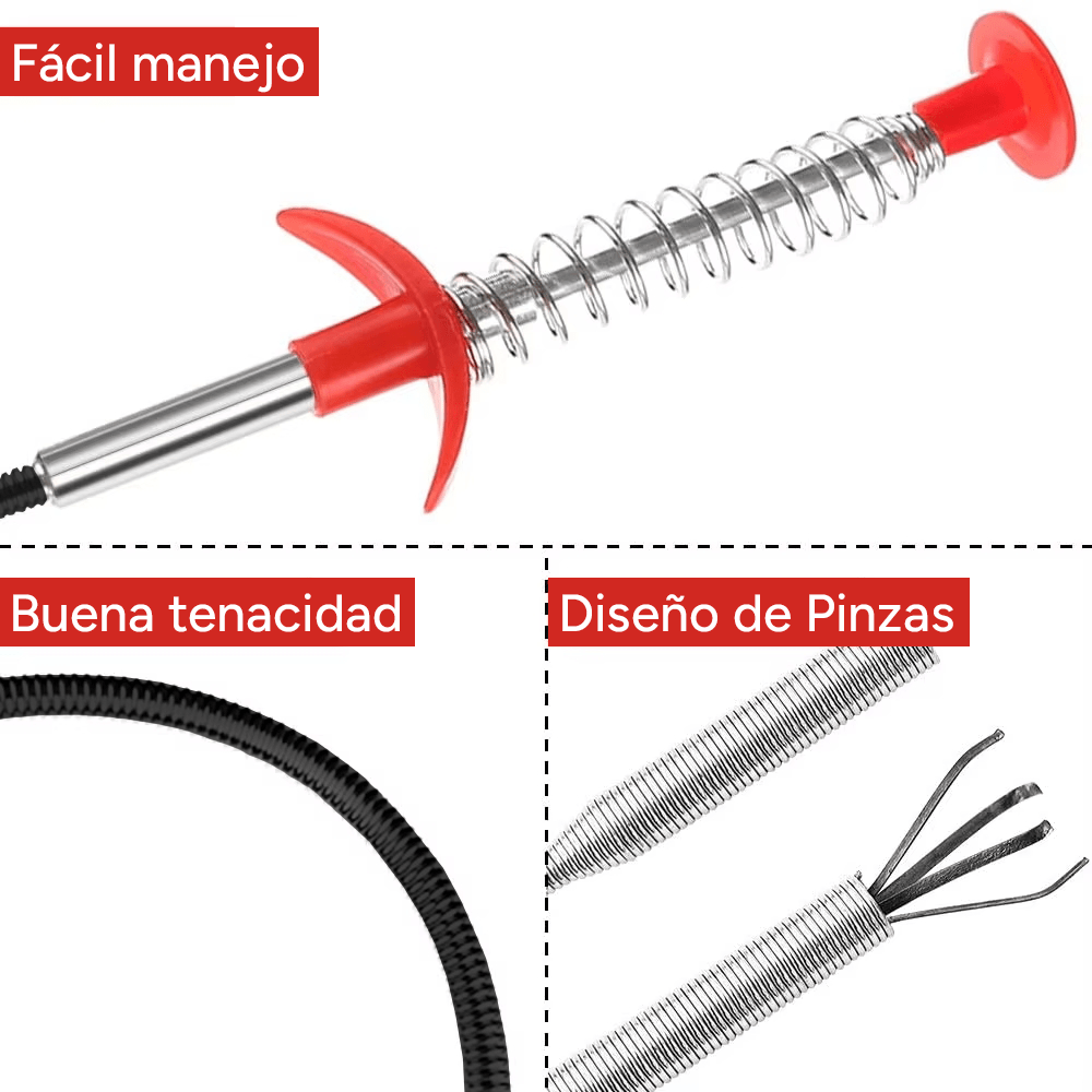 Desatascador Tuberías y Desagües, Elimina los Desagües Obstruidos al Instante, Dispositivo de Dragado de Alcantarillado, Utilizado para la Limpieza de Baños, Cocina, Fregaderos, Bañeras y Tuberías de Dragado, Desagües