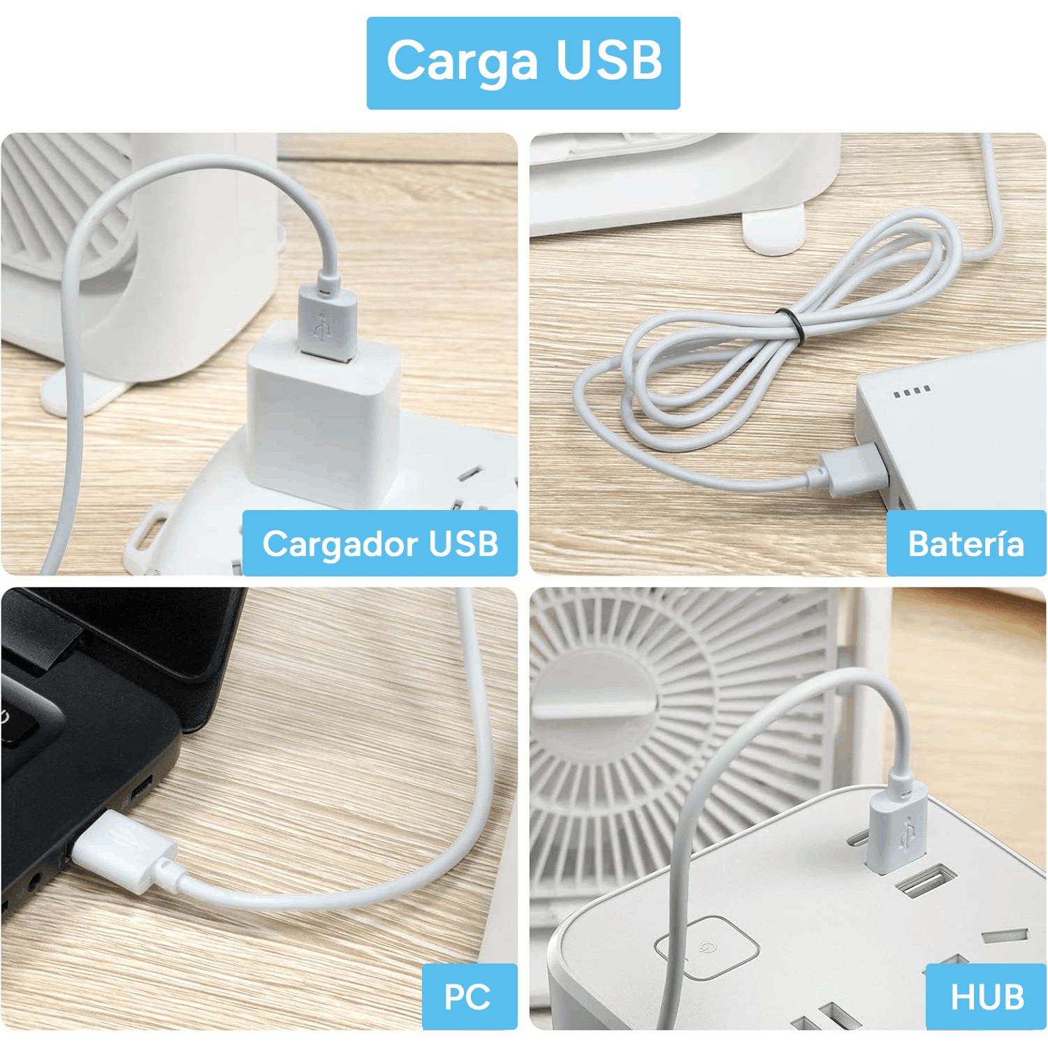Ventilador Potente de Mesa 5 en 1 con Humidificador, 5 Pulverizadores, 3 Velocidades, LED de 7 Colores, Temporizador y Tanque Extraíble. Portátil, Silencioso y Multifuncional para Escritorio, Hogar u Oficina