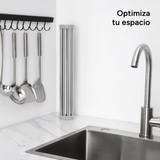 Escurridor de Platos para Fregadero, Escurridor de Platos Enrrollable de Acero Inoxidable, Escurridor Multifuncional sobre Fregadero, Escurridor de Platos Plegable, Colador de Cocina para Frutas y Verdurias, Fácil de Limpiar, Ahorra Espacio, Color Gris