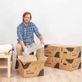 packer PRO Caja Cartón para Mudanzas y Almacenaje Ultra Resistentes con Asas, Cartón Resistente de Máxima Durabilidad, Tamaño Ideal para Mudanzas y Almacenaje de Libros, Objetos y Ropa, Asas Laterales para Manejo Fácil y Seguro