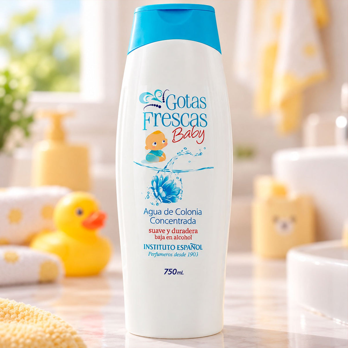 Instituto Español Gotas Frescas Baby Agua de Colonia, Colonia Infantil de Aroma Fresco y Suave, con Notas de Bergamota, Mandarina, Rosas y Lirios del Valle, 750 ml
