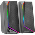 Mars Gaming MS72, Altavoces Gaming 15W, Iluminación RGB Flow, 2 Drivers Activos, Chipset DSP, Conexión Plug&Play USB y Jack 3.5mm, Rueda Control de Volumen y Puerto de Audio para Auriculares, Negro