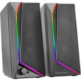 Mars Gaming MS72, Altavoces Gaming 15W, Iluminación RGB Flow, 2 Drivers Activos, Chipset DSP, Conexión Plug&Play USB y Jack 3.5mm, Rueda Control de Volumen y Puerto de Audio para Auriculares, Negro
