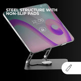 Mars Gaming MA-RSN, Soporte para Portátiles y Tablets hasta 17", Ajuste en Altura + Inclinación + Rotación 360º, Stand Estructura Acero, Almohadillas Antideslizantes, Diseño Plegable Portátil, Negro