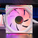 Mars Gaming MF-LINKFINITY, Ventilador Modular PWM 120mm, Sistema de Conexión LINKFINITY, Iluminación Infinity Mirror ARGB 360º, Ultra-silencioso 12dB, Blanco