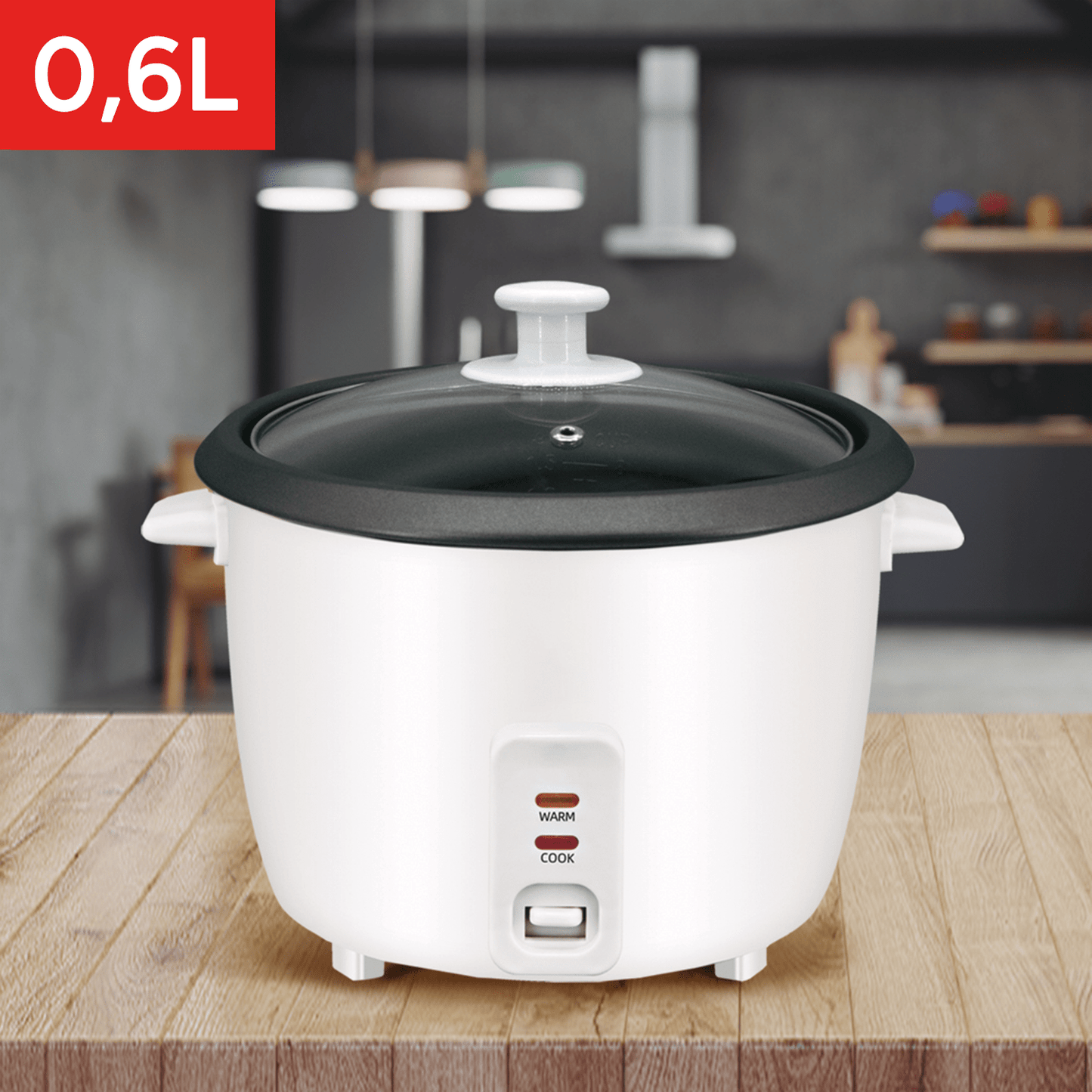 Hervidor de Arroz de Gran Capacidad, Arrocera con Función de Cocinar o Calentar, Contenedor Interno con Recubrimiento Antiadherente, Tapa de Vidrio Transparente, Indicador luminoso