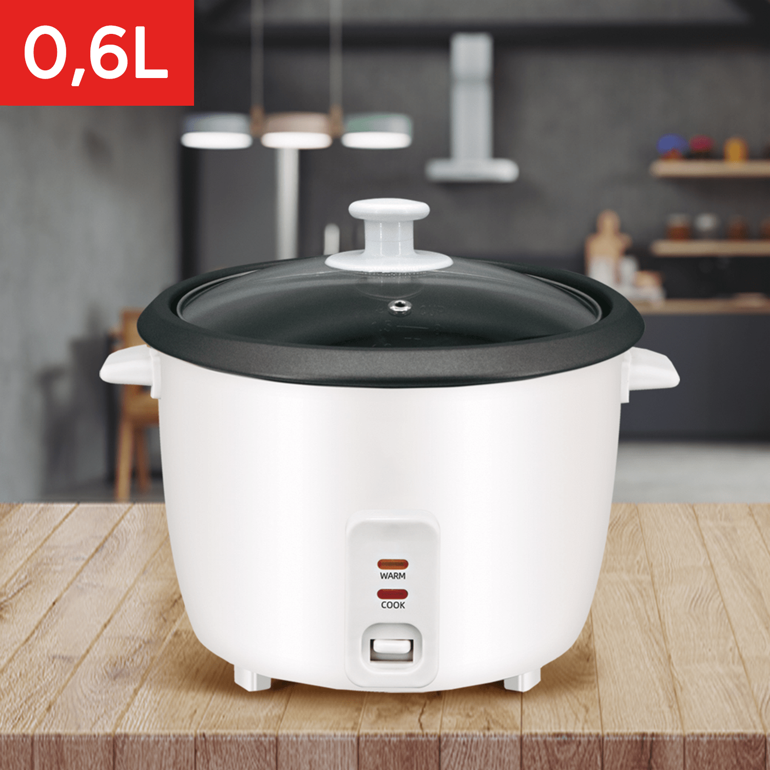 Hervidor de Arroz de Gran Capacidad, Arrocera con Función de Cocinar o Calentar, Contenedor Interno con Recubrimiento Antiadherente, Tapa de Vidrio Transparente, Indicador luminoso
