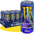 MONSTER ENERGY Top Speed Lewis Hamilton Bebida Energética Sabor Melocotón y Frutas Tropicales, Sin Azúcar, 12 Latas de 500ml