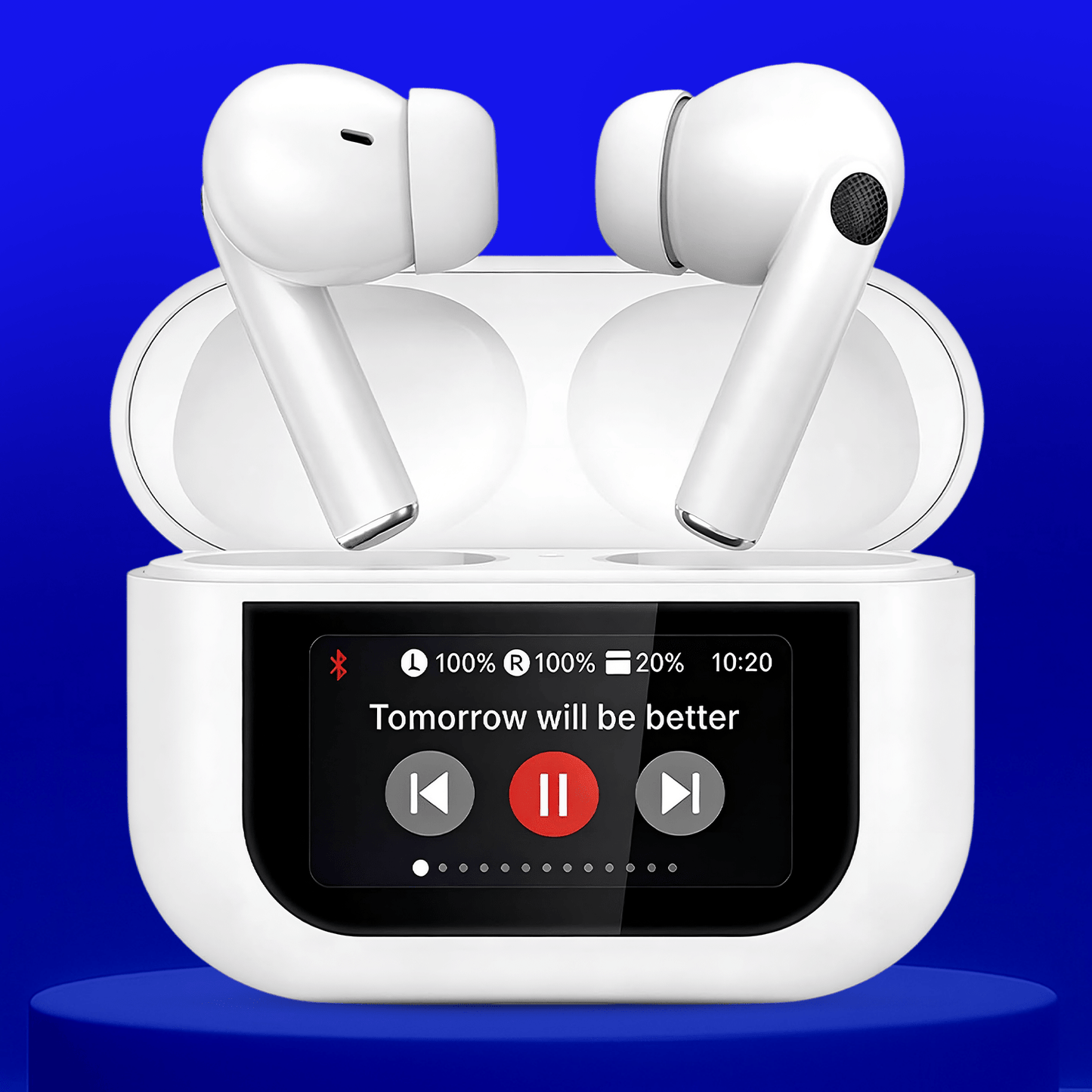 Auriculares Inalambricos de Bluetooth con Estuche de Carga, Distancia de Transmisión: 10m, 7h de Tiempo de Uso, Pantalla Táctil, Rango de Respuesta de Frecuencia: 20Hz-20KHZ, Carga USB, Capacidad de Batería de los Auriculares: 40mAh