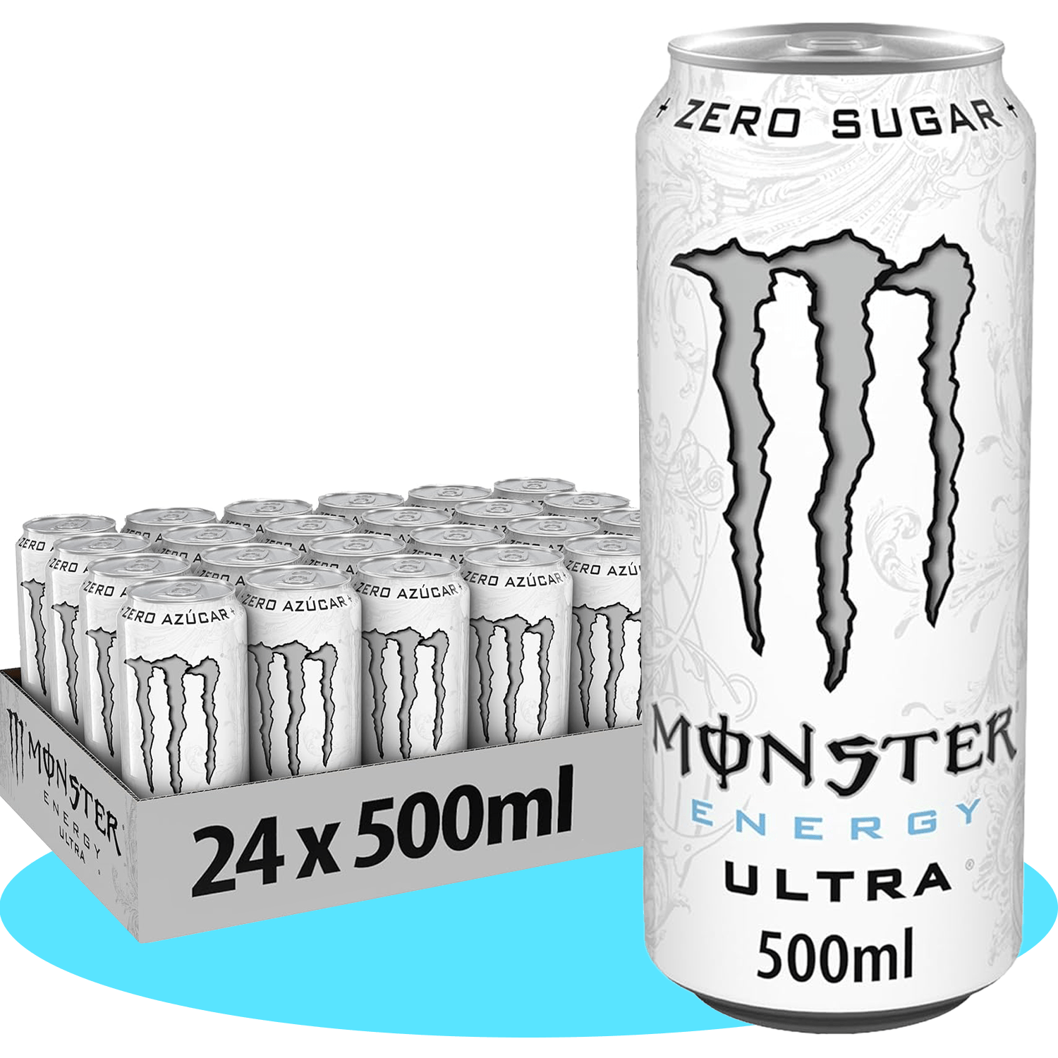 MONSTER ENERGY Ultra White Bebida Energética Cero Azúcar, 12/24 Latas de 500ml