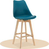 Taburete Alto Cocina con Respaldo, Asiento Blando y Tapizado, Patas Altas Resistentes de Madera de Haya con Reposapiés, Sillas Nórdicas, Ideal para Cocina, Salón, Comedor y Restaurante, 54.5 x 49.5 x 106 cm