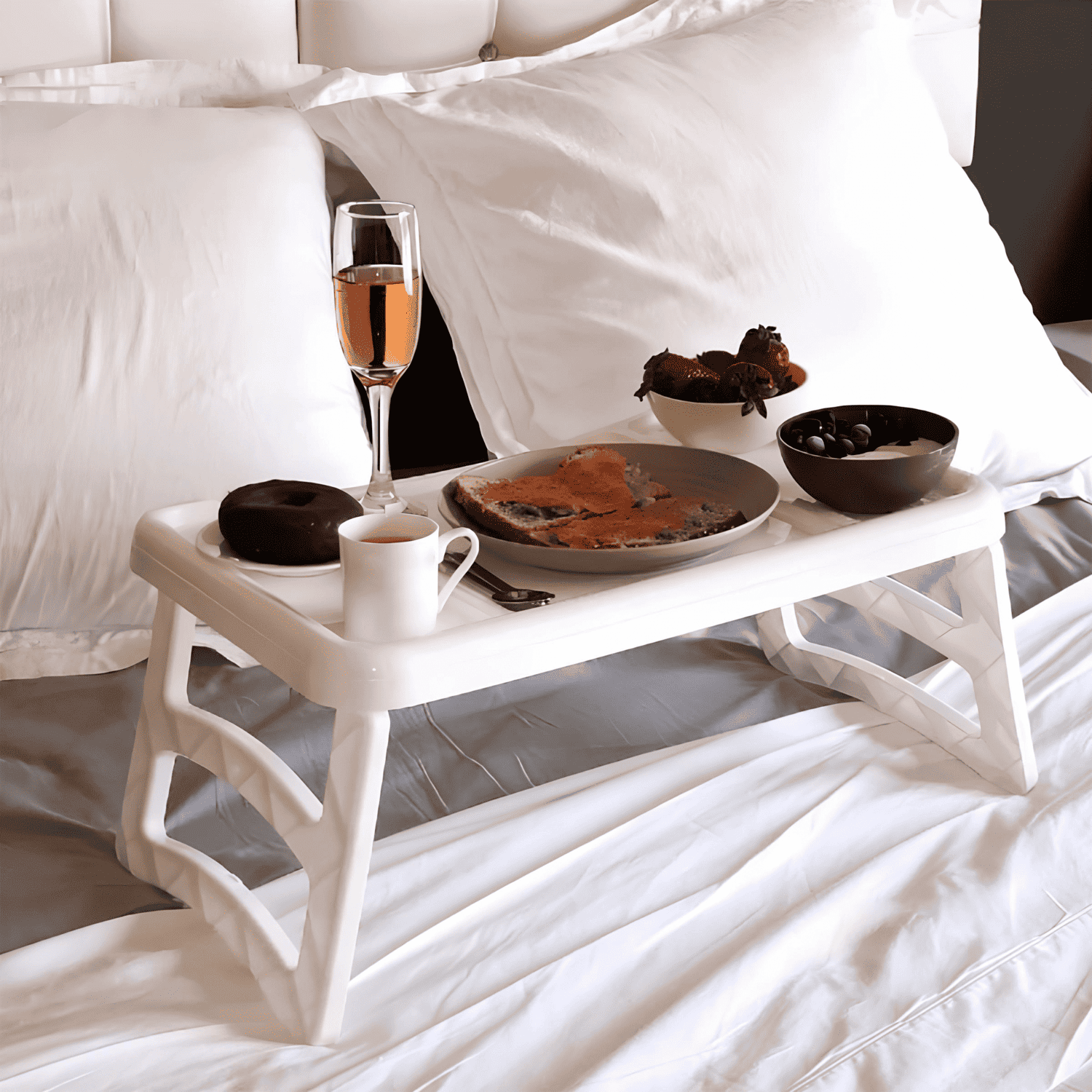 Mesa Bandeja Cama Ergonómica, Plegable y Estable. Pensada para Cama, Sofá y Sillón
