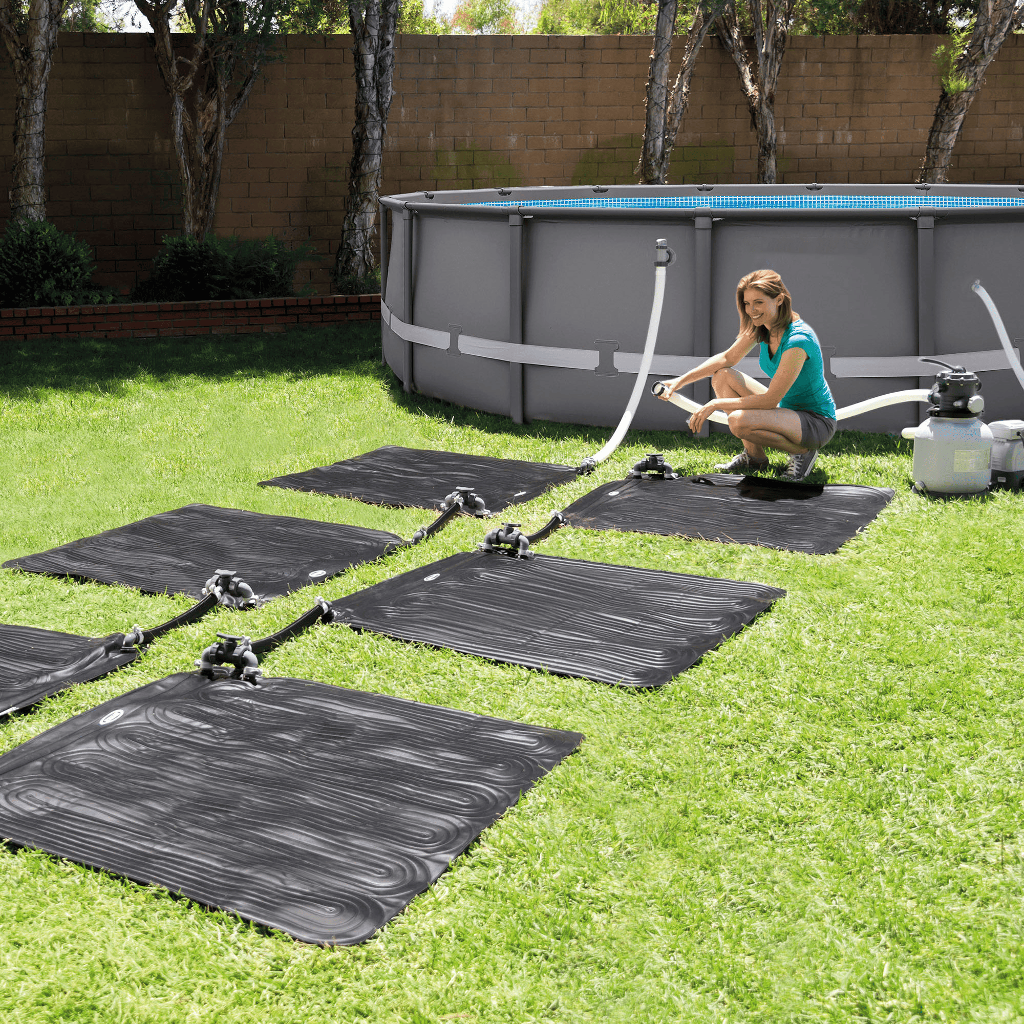 Calentador Agua Piscina Solar 120cm, Aumenta la Temperatura del Agua entre 3º y 5º, Compatible con Filtración de hasta 7,5 m3/h, con Bombas de Filtro de hasta 1/3 HP o Caudal de Bomba de < 2000 gal/h, Fácil de Vaciar y Almacenar, Resistente a Rayos UV