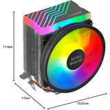 Mars Gaming, MCPU33, Disipador CPU Dual FRGB, 3 Heatpipes HCT, TDP 140W, Ventilador Ultra-silencioso PWM 11 cm, Color Negro