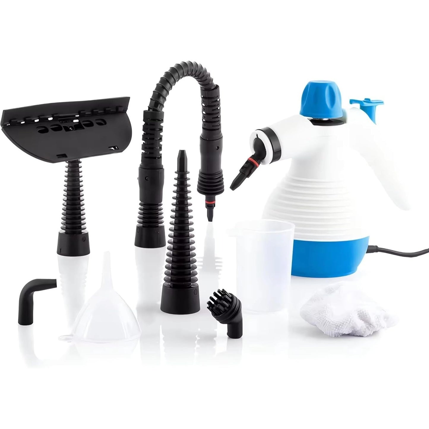 Vaporeta de Limpieza Hogar, Limpieza Vapor, Vaporeta de Mano con 9 Accesorios, Limpia a Vapor todo tipo de Superficies, Ideal para el Hogar y el Coche, Incluye 9 Accesorios, Depósito hasta 350 ml, Ratio de vapor: J 26-32 G/Min, Presión de vapor: 2,6-3