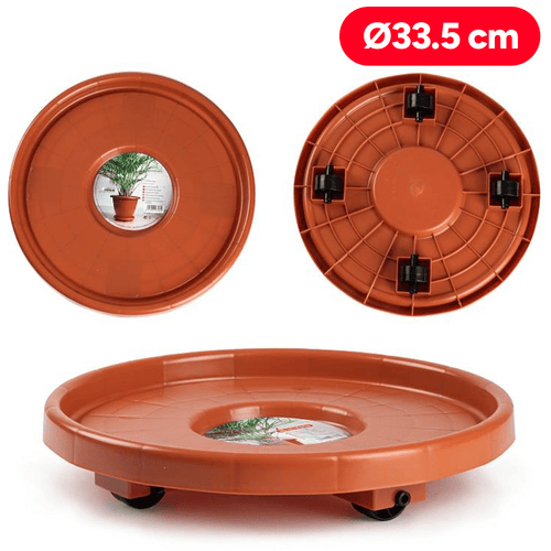 4 Bandejas Ruedas Plantas, soporte para plantas, Porta Macetas, Resistente y Duradero, Ideal para Interior y Exterior, Ø 33,5cm