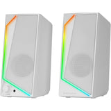 Mars Gaming MS72, Altavoces Gaming 15W, Iluminación RGB Flow, 2 Drivers Activos, Chipset DSP, Conexión Plug&Play USB y Jack 3.5mm, Rueda Control de Volumen y Puerto de Audio para Auriculares, Blanco