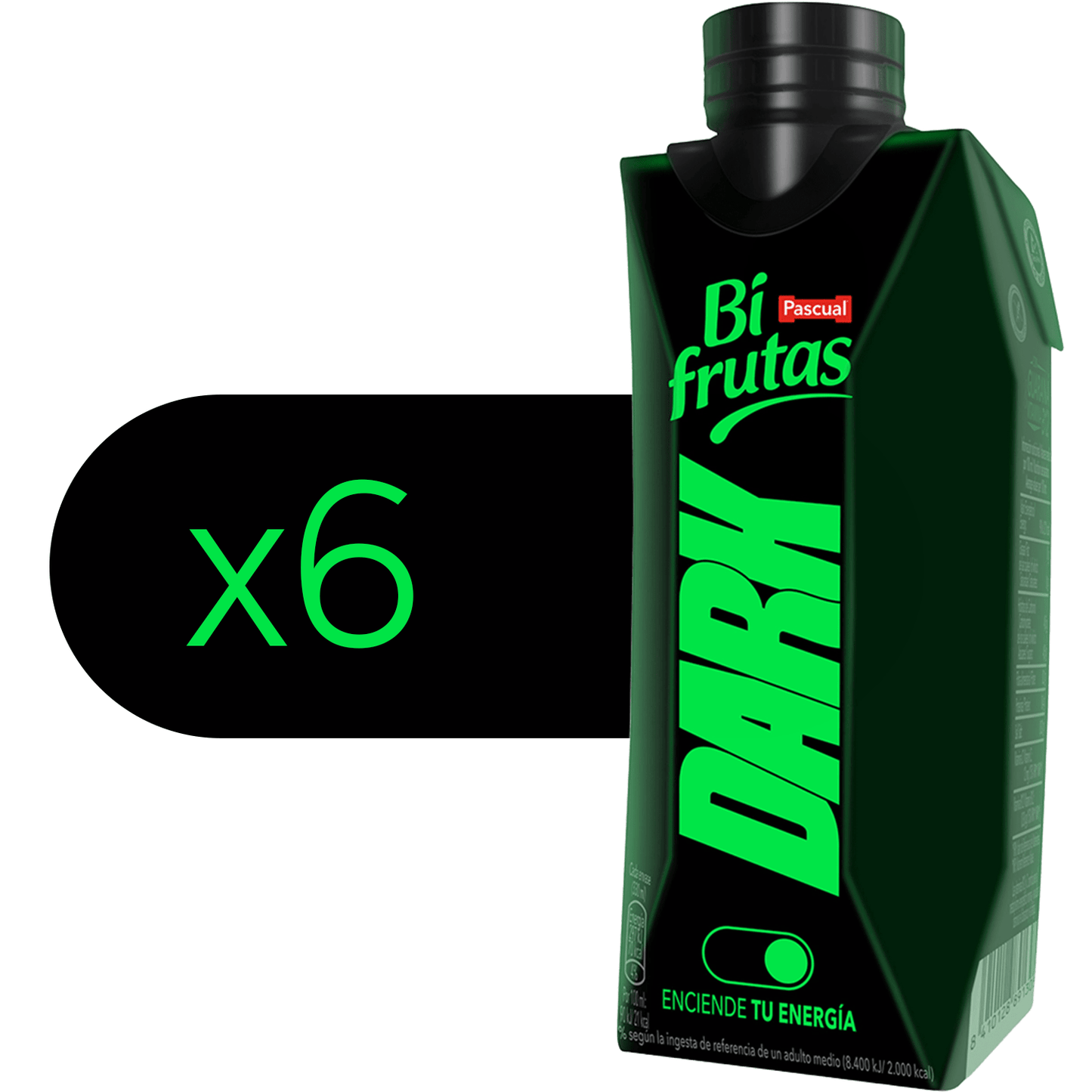 PASCUAL Bifrutas Dark, Bebida Refrescante Mixta de Leche y Zumo de Frutas, con Guaraná y Vitamina B12, Botella de 330 Ml