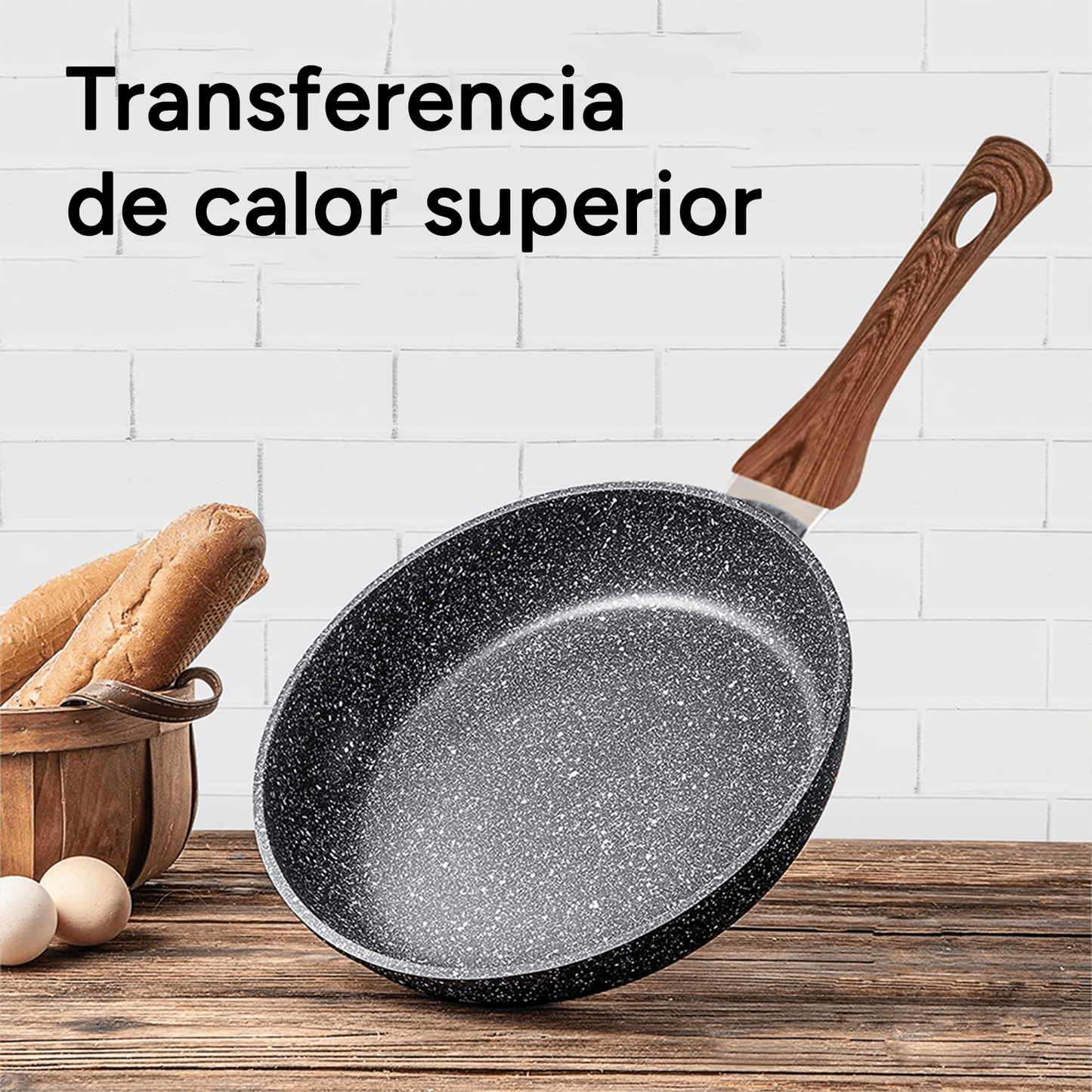 Set 3 Sartenes de Cocina de Aleación de Aluminio Forjado con Revestimiento Cerámico Antiadherente, Tamaños Ø20/24/28 cm, Mangos de Baquelita, Alta Resistencia y Distribución Uniforme del Calor