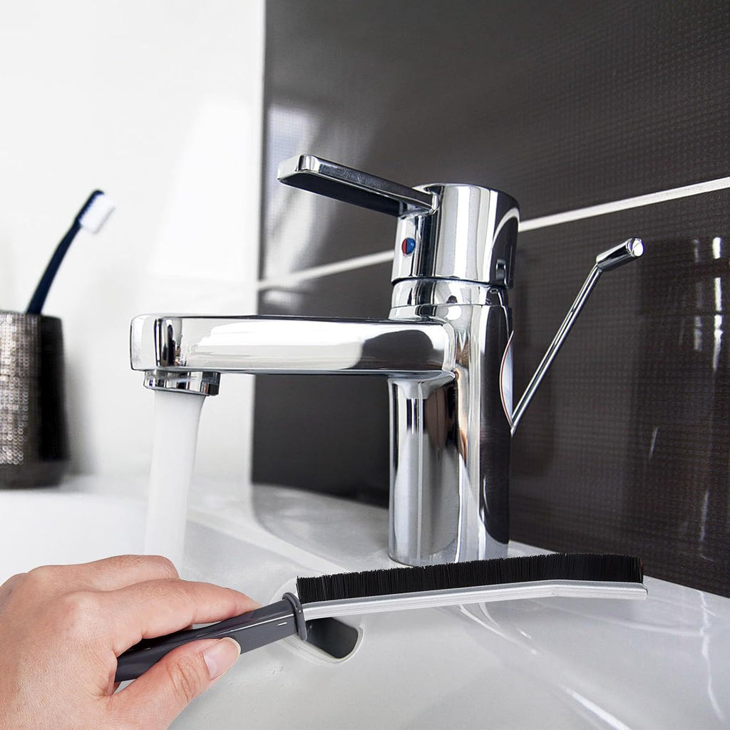 2/4 Cepillo de Limpieza Multiusos para Hendiduras, Cepillo Angular Multifunción con Mango Largo y Cerdas Resistentes, Ideal para Baño, Inodoro, Cocina, Detalles y Esquinas