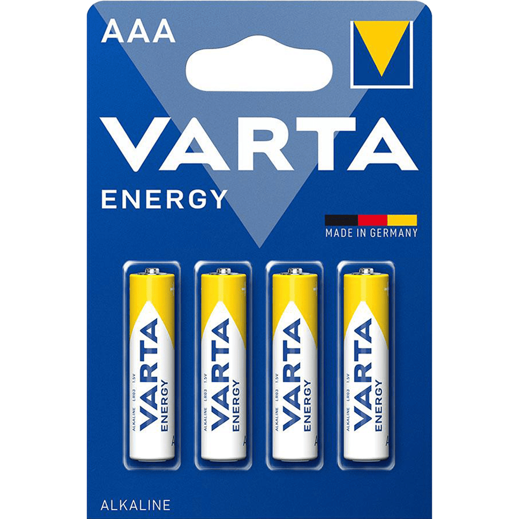 Pilas AAA Alcalinas de Alto Rendimiento, VARTA Energy, Larga Duración, Energía Continua, Ideal para Controles Remotos, Juguetes Electrónicos, Linternas, Lámparas, Relojes, Cámaras y Otros Dispositivos de Uso Diario - VARTA
