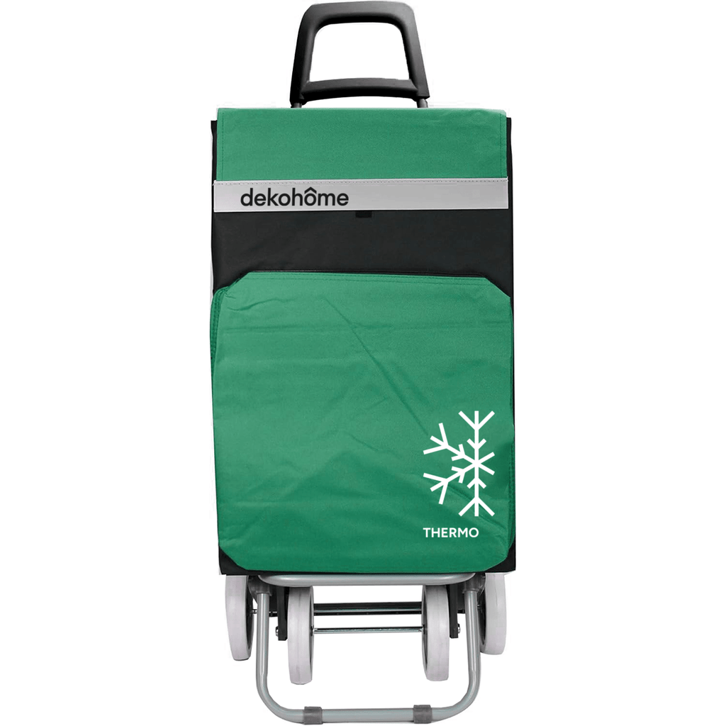 Carro Compra Plegable 4 Ruedas con Bolsillo Térmico para Congelados, Carro Plegable con Ruedas, 54 Litros de Capacidad y 40 Kg de Carga Máxima, Compartimentos Extra, Ruedas Grandes Resistentes para Facilitar el Movimiento y el Transporte del Peso