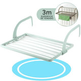 Tendedero Balcón con Superficie de Tendido de 3m, para Balcones y Radiadores, Resistente la Intemperie, 55 x 33,5cm