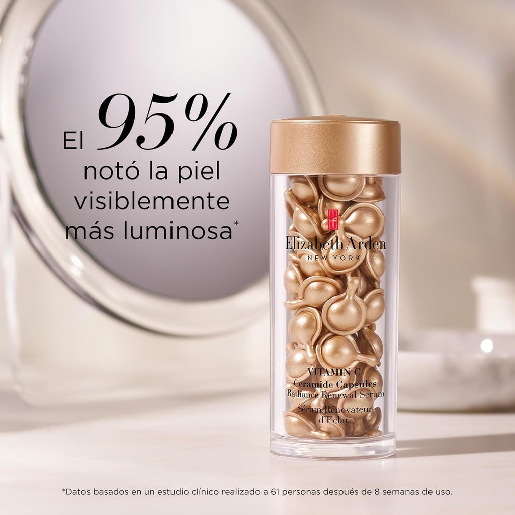90 Cápsulas de Sérum de Vitamina C y Ceramidas, Estimulan y Prolongan la Luminosidad, Reducen el Envejecimiento de la Piel, Monodosis, Aplicar 1 al Día