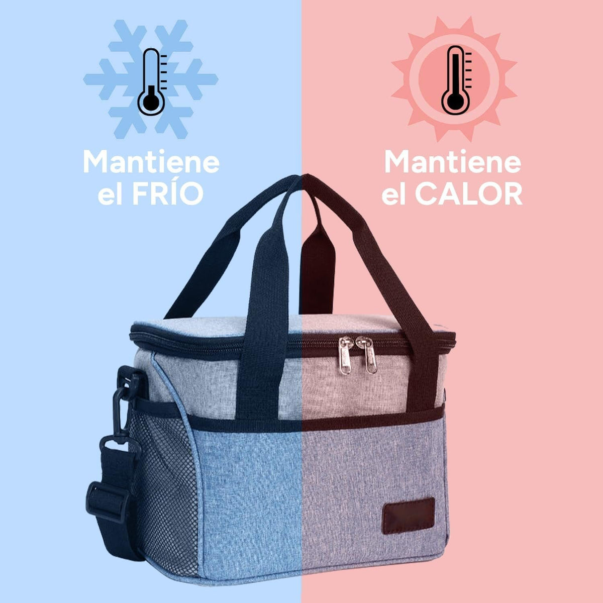 Bolsa Térmica Comida de 30L de Capacidad, Bolsa Aislamiento Isotérmico Hermética, Resistente y Espaciosa, ideal para Picnic, Playa, Camping y Excursión, Azul y Gris