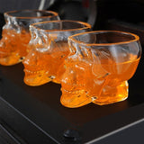 x3 Vaso Calavera de Cristal, Muy Resistentes, Base Gruesa y Estable, Forma de Calavera 3D, 3 unidades 80ml