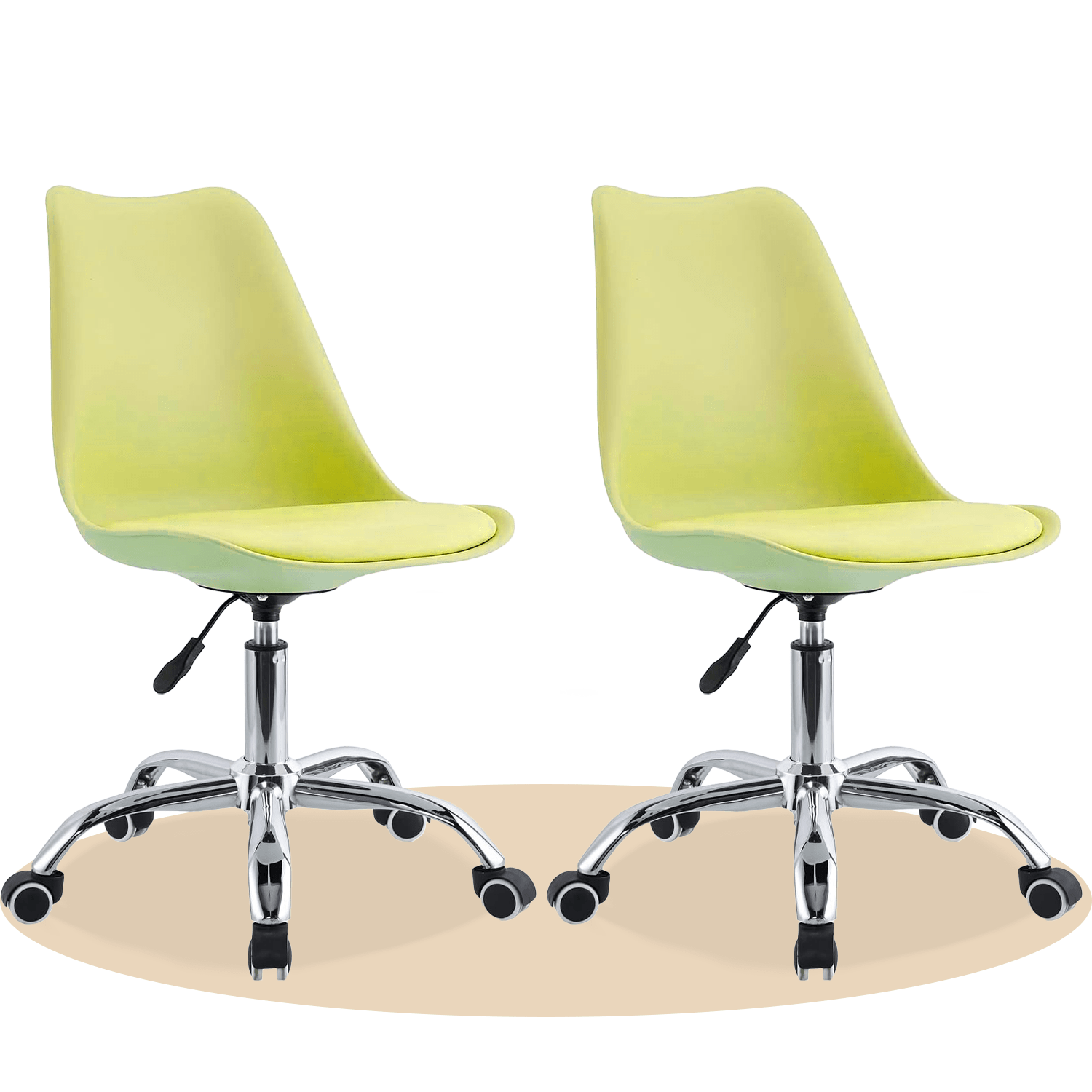 Silla Escritorio Ergonómica con Ruedas, Silla Oficina Giratoria con Altura Ajustable, Acolchada, Estilo Nórdico, Ideal para Estudio y Oficina