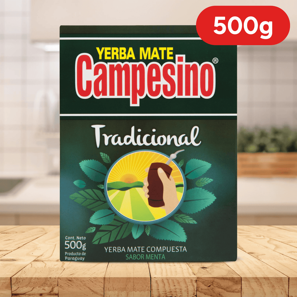 Campesino Yerba Mate, Yerbas para Mate con Sabor a Menta, Té Rico en Vitaminas y Minerales Esenciales, Origen de Paraguay, 500g por Paquete