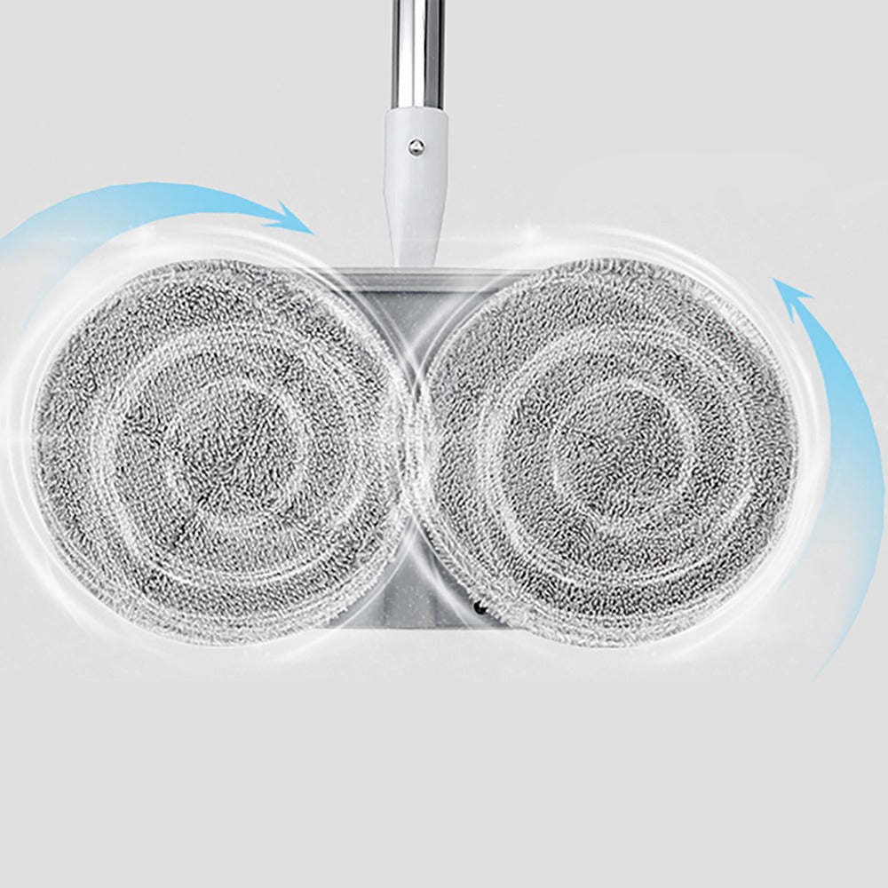 Mopa Limpieza Giratoria, Tubo Extensible, Uso en Seco y Mojado, Depósito de 200ml, Discos Giratorios de Microfibra, 150 RPM, Muy Silencioso, Hasta 40 mins de Uso, 35 Ancho x 124 cm Alto